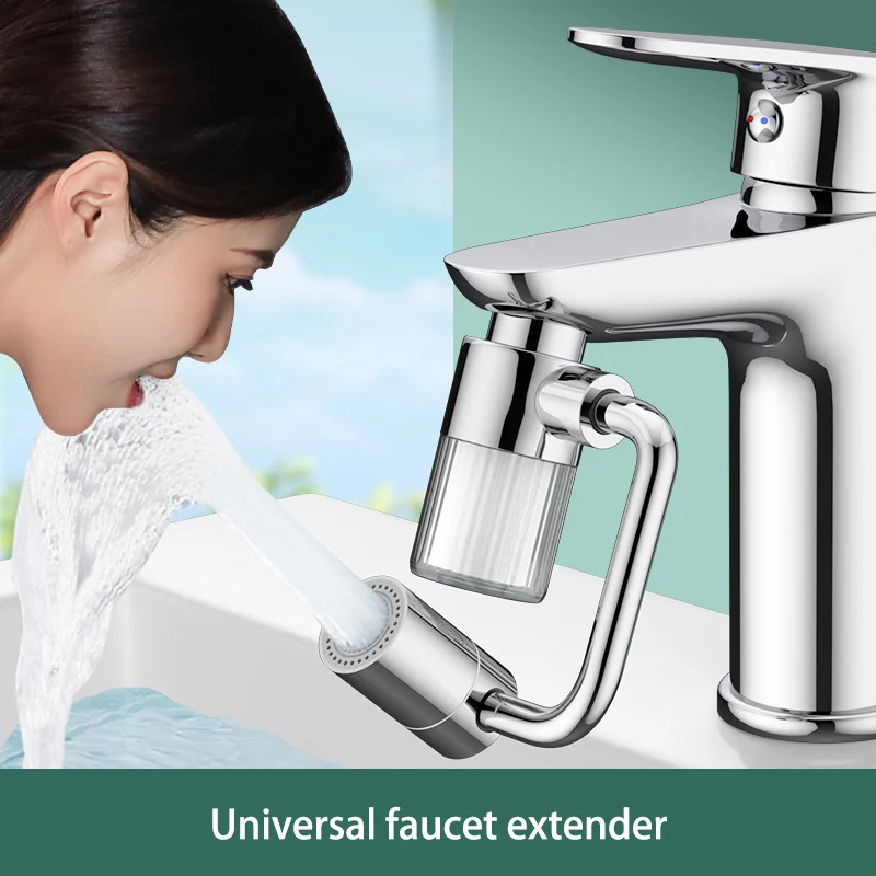 

360° Swivel Mechanical Arm Faucet Extender Anti-splash Water Filter Universal For Bathroom Wash Basin