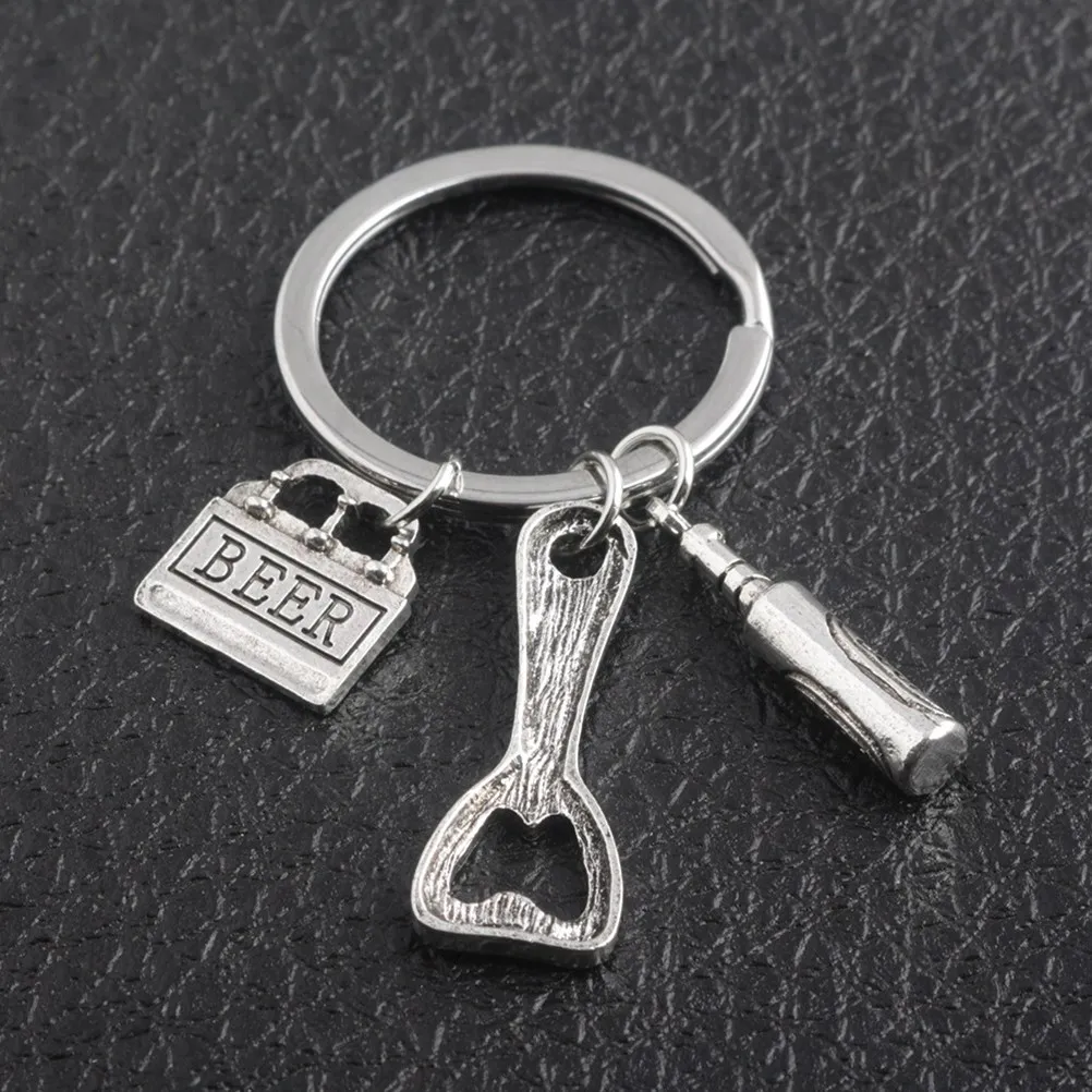 

Sturdy Metal Beer Bottle Opener Keychain Funny Key Ring Decor For Father Man Gift Dad Day Creative English Word Design Kitchen