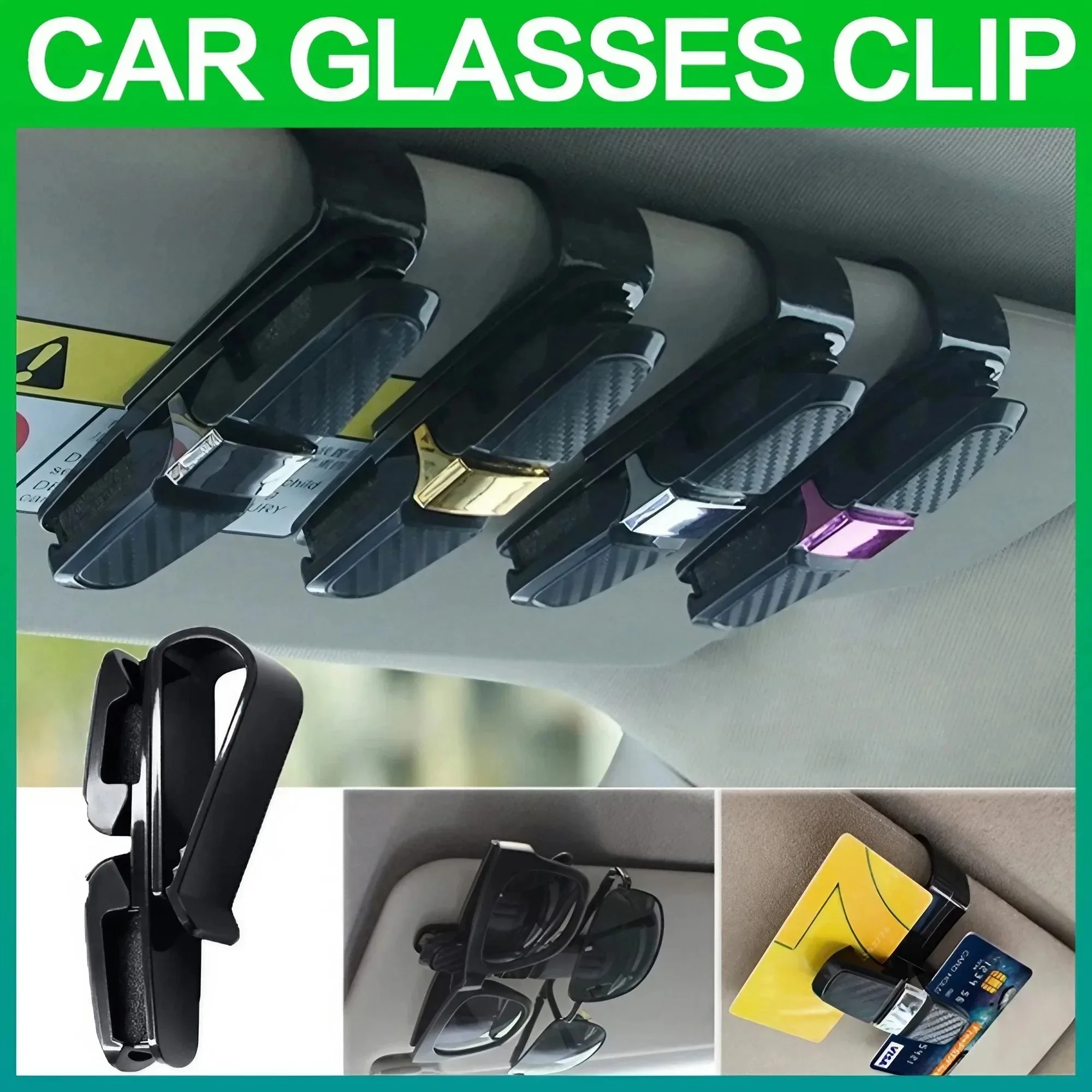 Multifunctional Car Sun Visor Glasses Holder - 180° Rotating, Universal Double-Head Clip with Ticket Holder