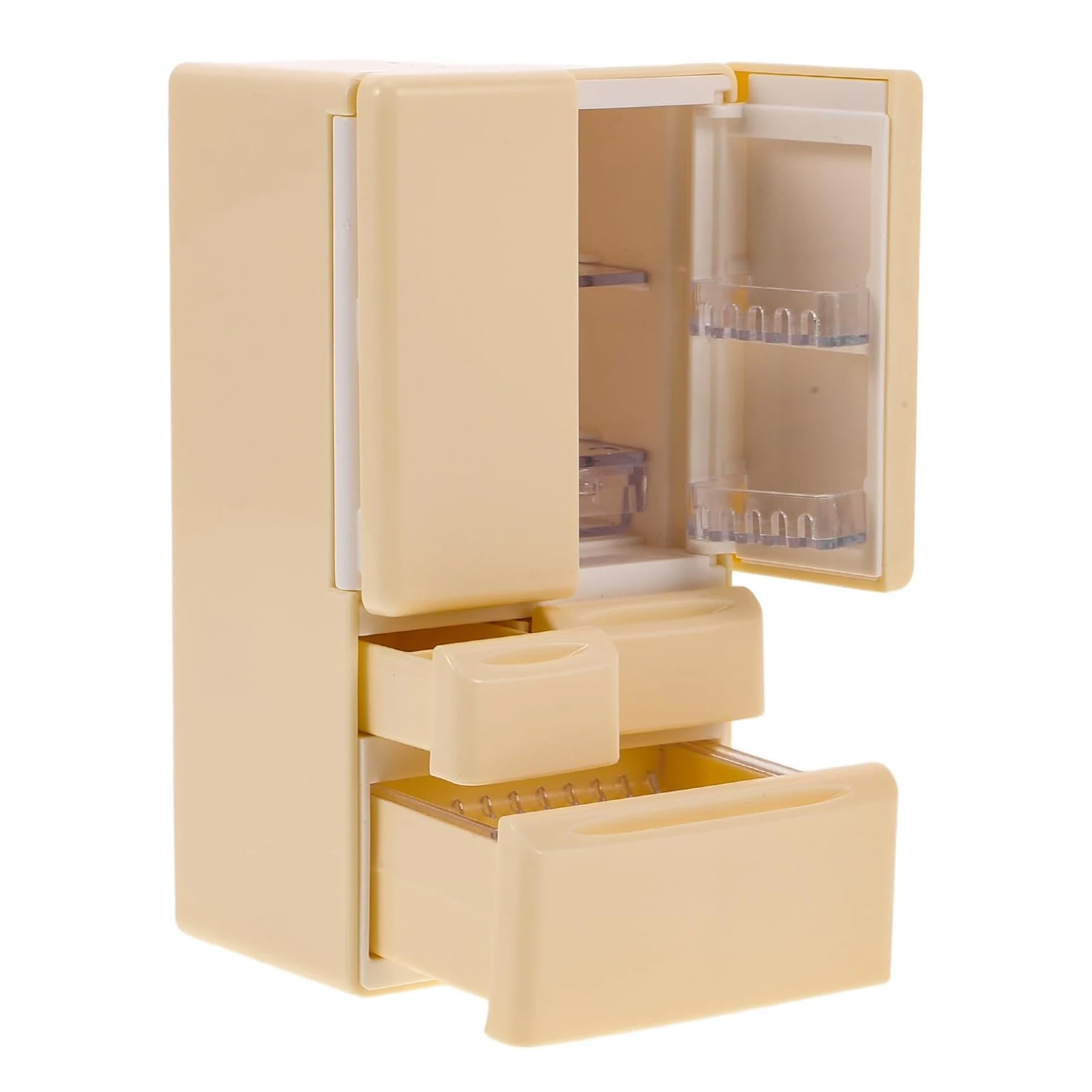 Kids Miniature Double-Door Fridge 1:12 Dollhouse Furniture Cooking Bench Refrigerator Freezer Toy,Mini Double-Door Play House