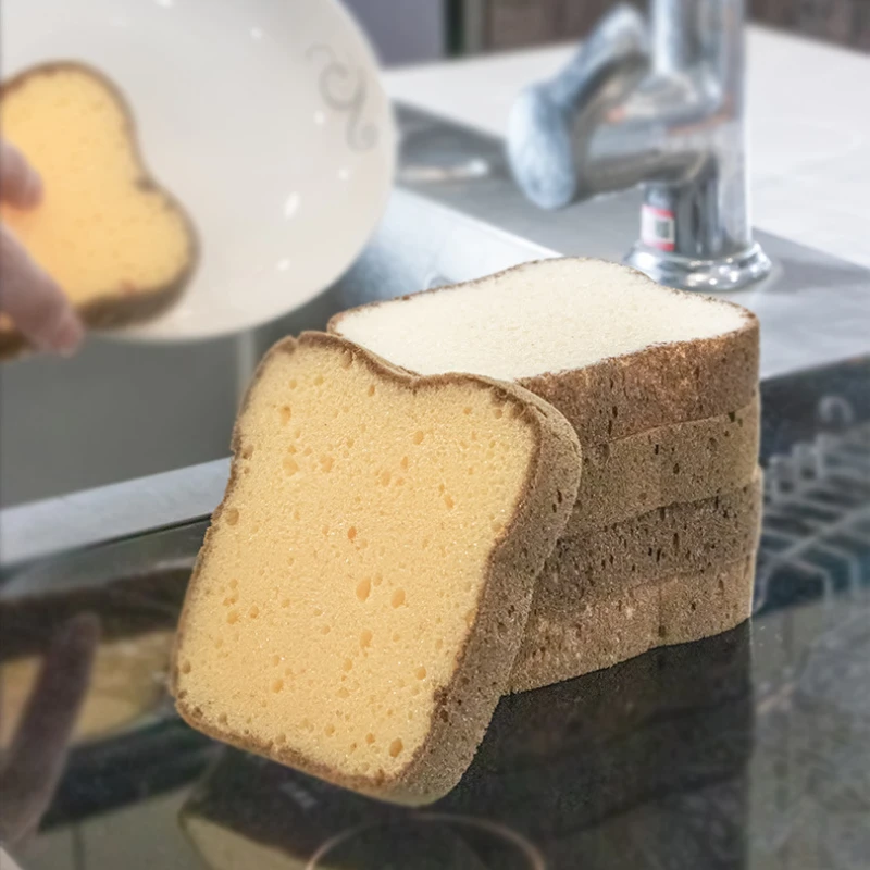 1PC Cute Toast Bread Sponge Double Sided Japanese Kitchen Cleaning Scrub Dish Washing Sponge
