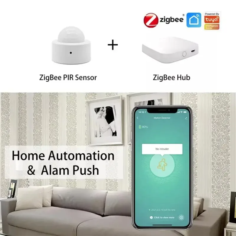 Tuya ZigBee Mini Smart PIR Motion Sensor Wireless Human Body Infrared Sensor Detector Alarm App Control Alexa Google Home