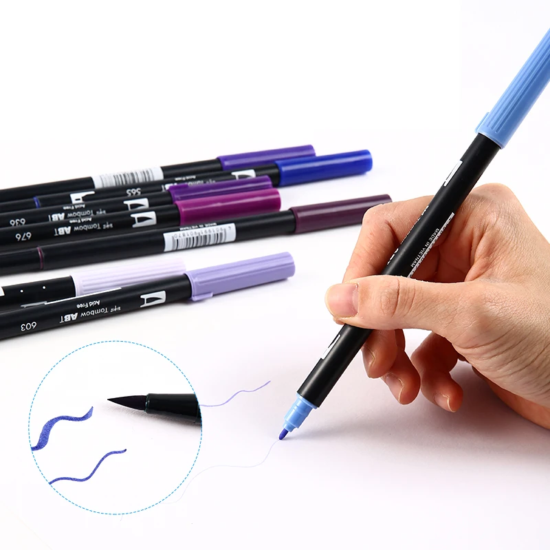 Tombow ABT 1pcs Dual Water Brush Pen & Fine Tip Pen Calligraphy Art Marker Pen for Journaling Card Making Art Supplies