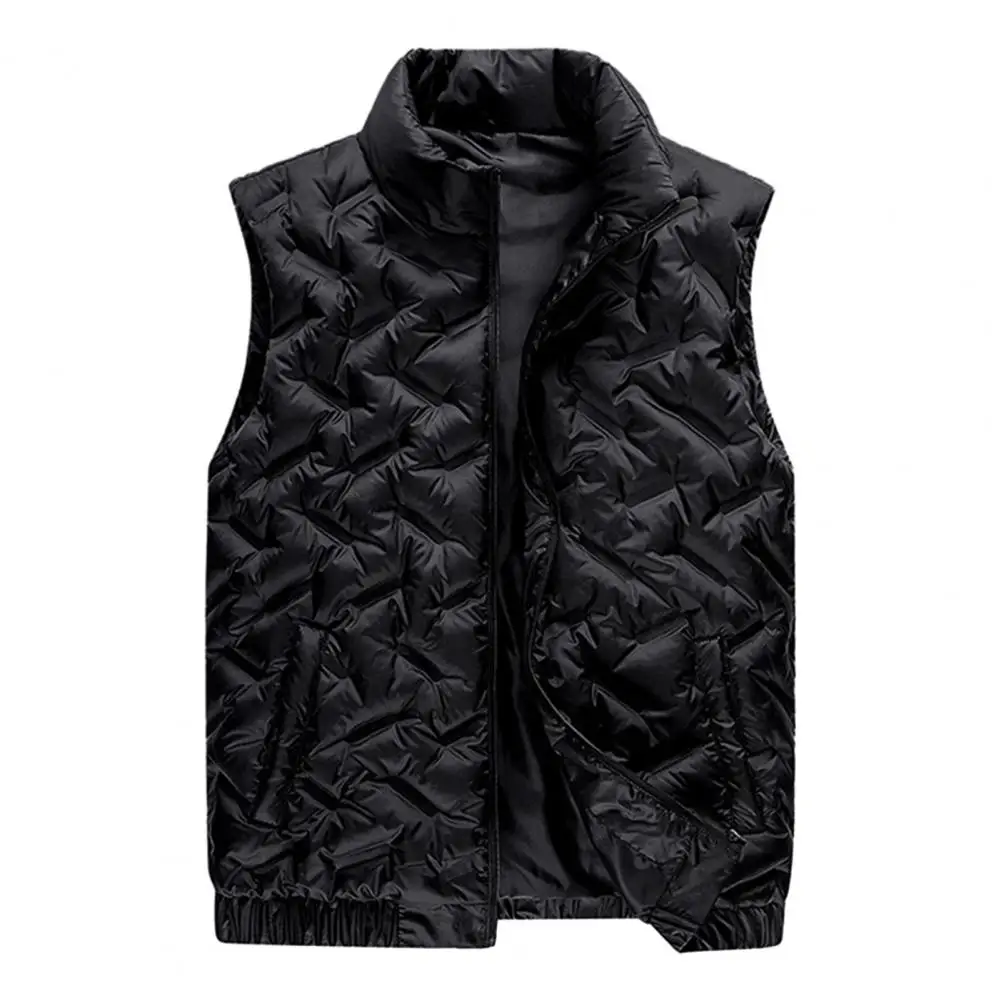 

Winter Vest Coat Men's Hooded Sleeveless Vest with Zipper Placket Pockets Warm Winter Coat