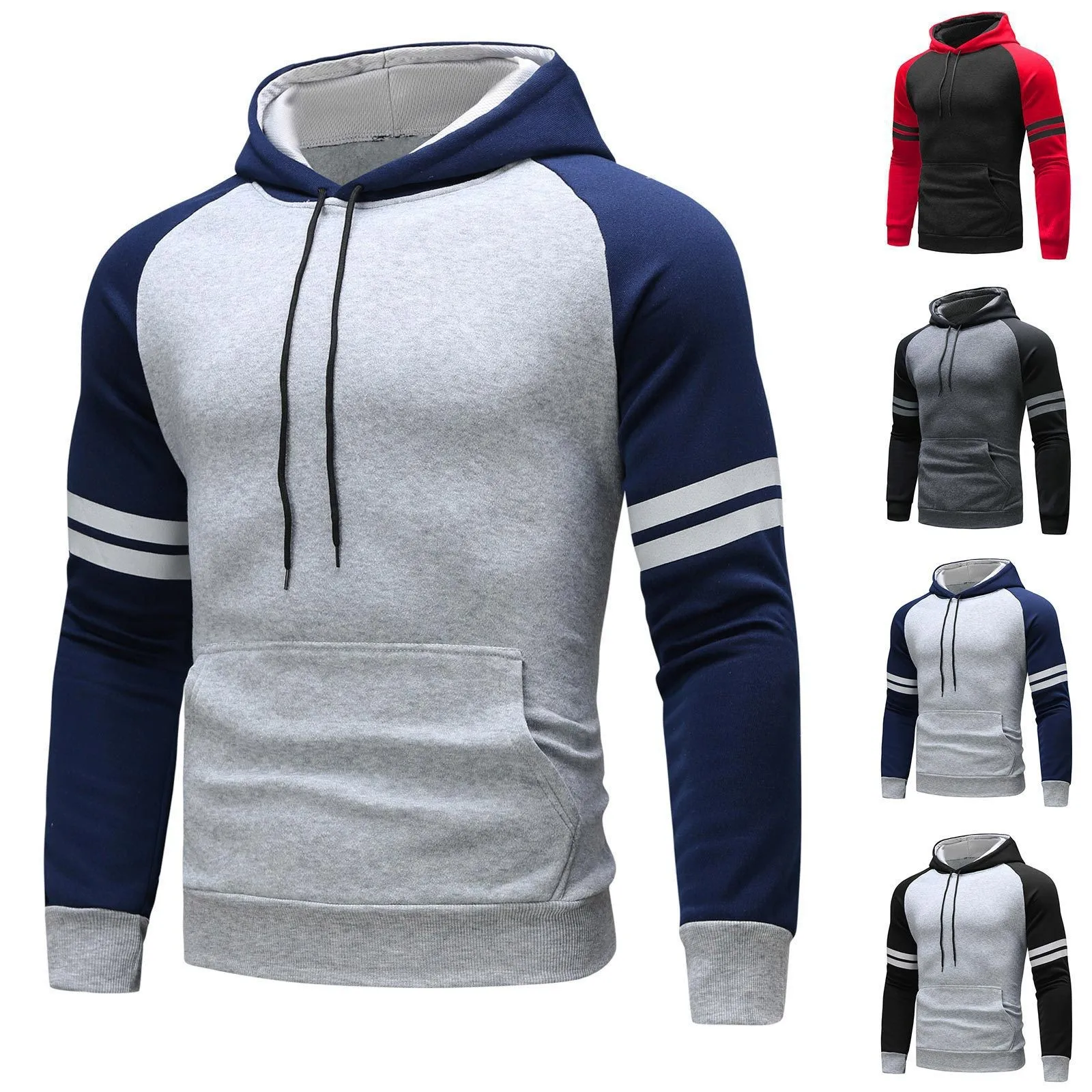 

2024 New Manufacturer Directly Supplied Colored Loose Casual Pullover Side Sewn Pocket Casual Hooded Hoodie for Men