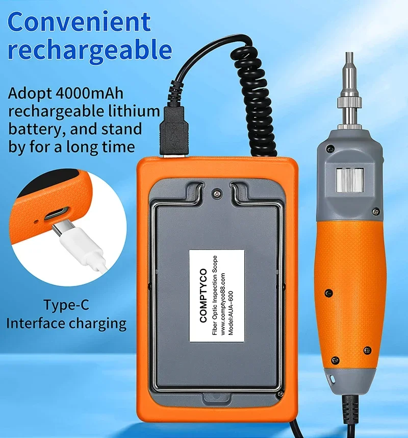 FTTH AUA-600 Fiber End Face Detector 5-inch touch screen Fiber Optic Microscope Video 400X Probe SC FC ST LC Optical Connector