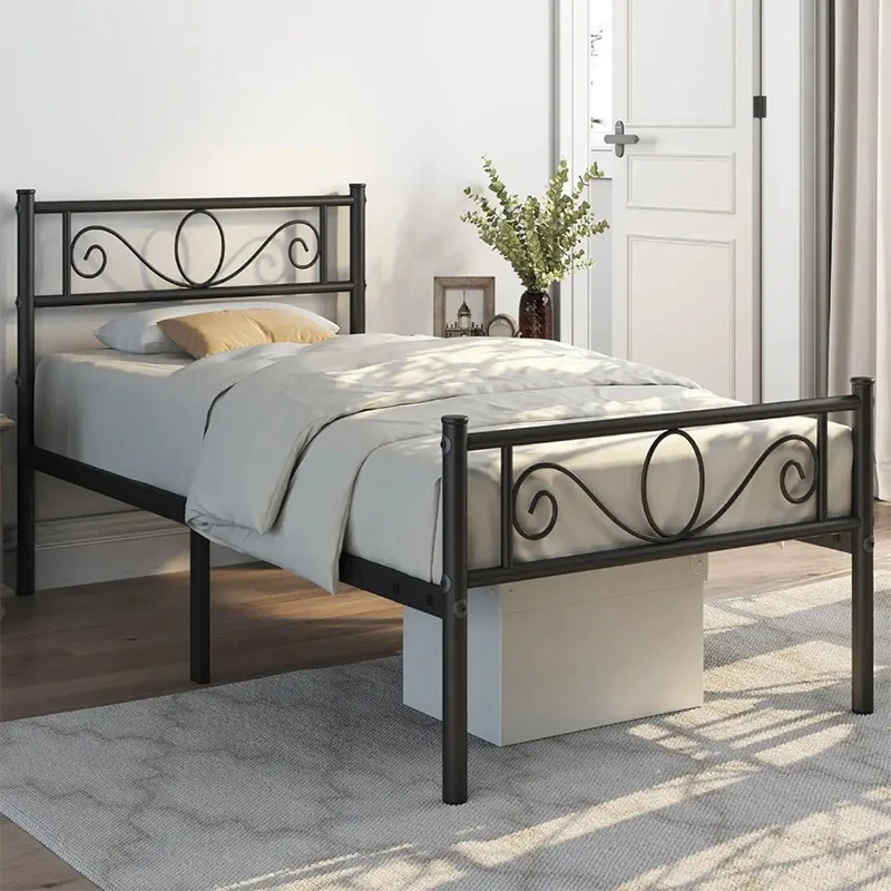Wrought iron bed Simple modern style and breakfast Iron frame Creative hotel Single bed Thickened double bed