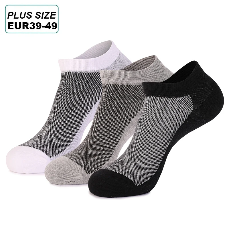 

Brand 3Pairs Mens Boat Cotton No Show Coton Ankle Socks Pack Invisivel Boat Thin Breathable Sock for Men Plus Size 44 - 49