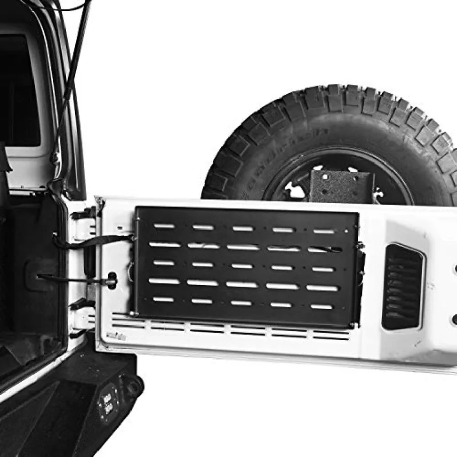رف شحن معدني قابل للطي مع رف تخزين لـ 20072018 Jeep Wrangler JK وطاولة الباب الخلفي غير المحدودة للاستخدام الخارجي المتين