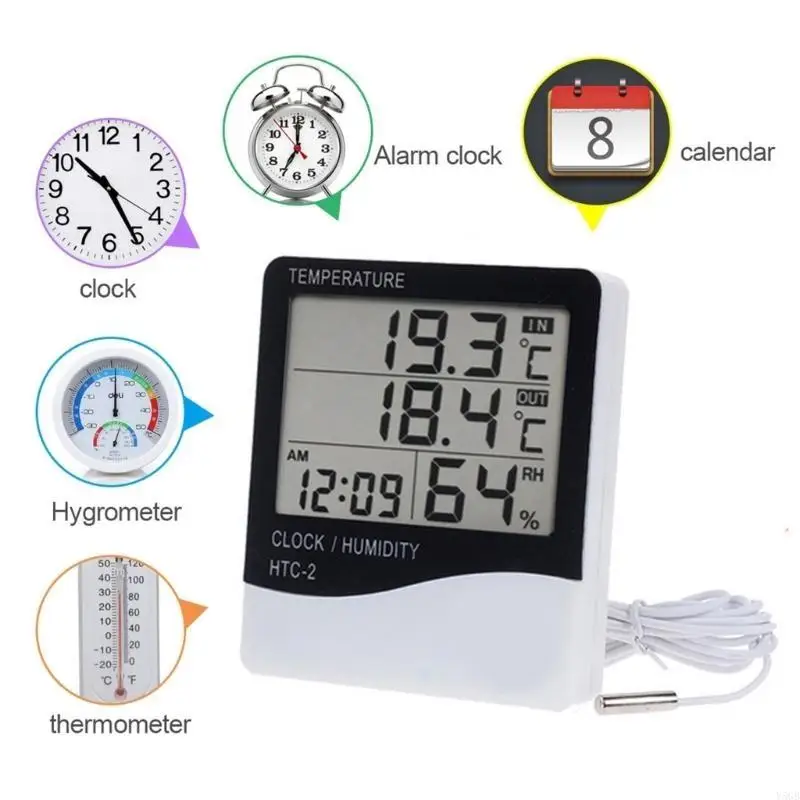 

Indoor Outdoor Thermometers With Temperature Monitoring For Home Office Aquarium And Reptiles Enclosures Clear Display ABS Y5GB