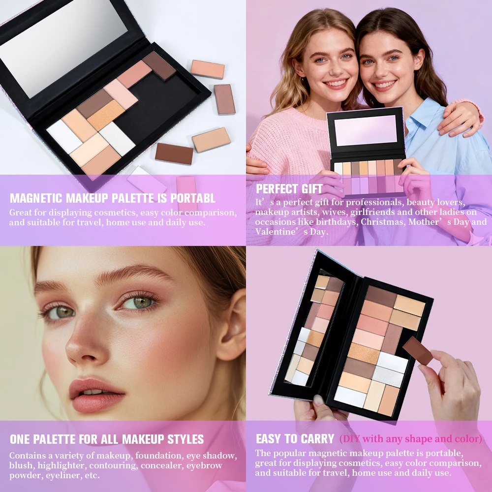 Lakerain Magnetische Meerjungfrau-Make-up-Palette, DIY-Make-up, starke verdeckende Leistung, langlebige, wasserdichte Multifunktions-Make-up-Palette