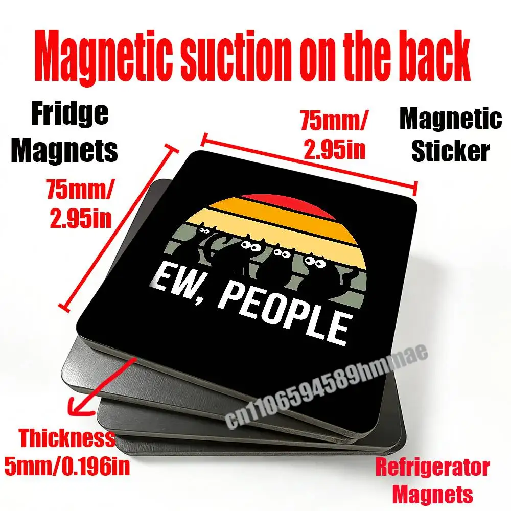 

For EW PEOPLE Need More Coffee Black Cat Fridge Freezer Refrigerator Magnets Kitchen Metal Cabinet Magnetic Sticker Card