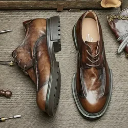 Luxury Quality Soft Leather Mens Casual Shoes Comfortable Handmade Retro Genuine Leather Daily Outdoors Social Shoes for Men