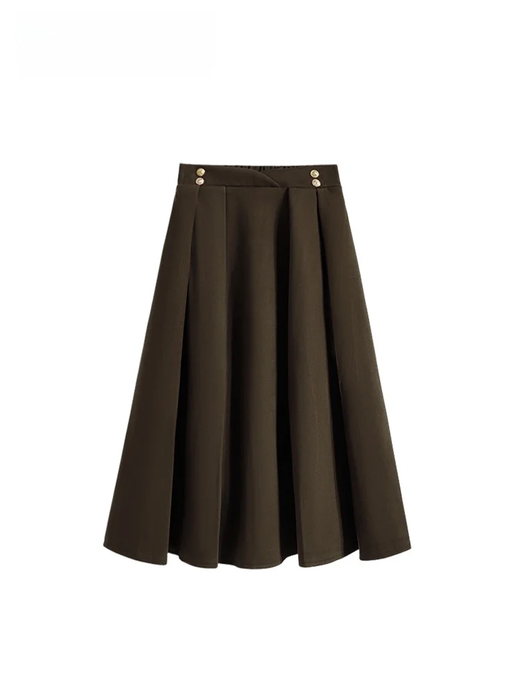 

Юбка-трапеция с высокой талией и плиссировкой для полных женщин: элегантная, стройнящая, универсальная, красивая, из шерстяной ткани, для офиса и повседневной носки