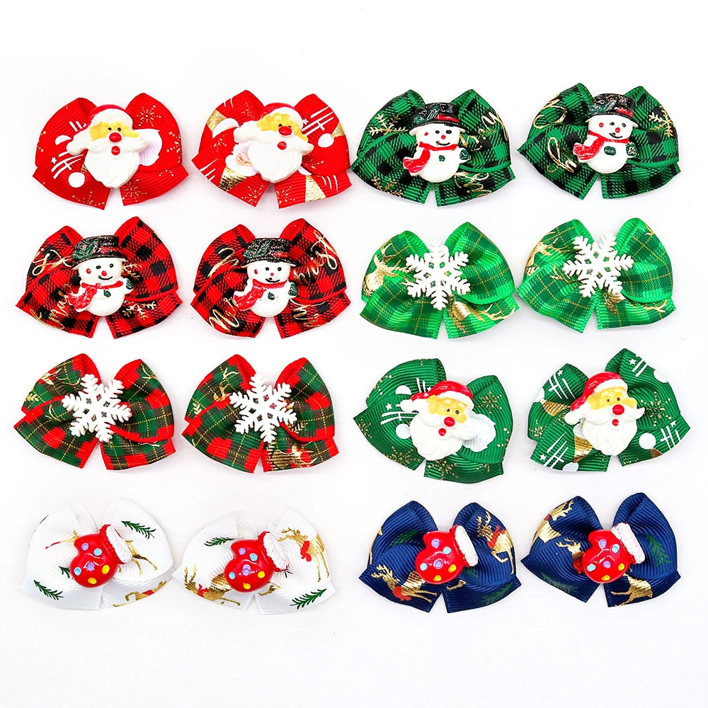 50/100PCS Dog Bows Rubber Bands Christmas Hair Bows For Pet Dog Hair Accessories  Small Dog Cat Hair Bows For Dogs Accessories