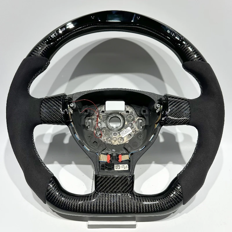 

Glossy Carbon Fiber Steering Wheel with LED RPM for Volkswagen Passat B6 Paddle Shifters Compatible with Older Models