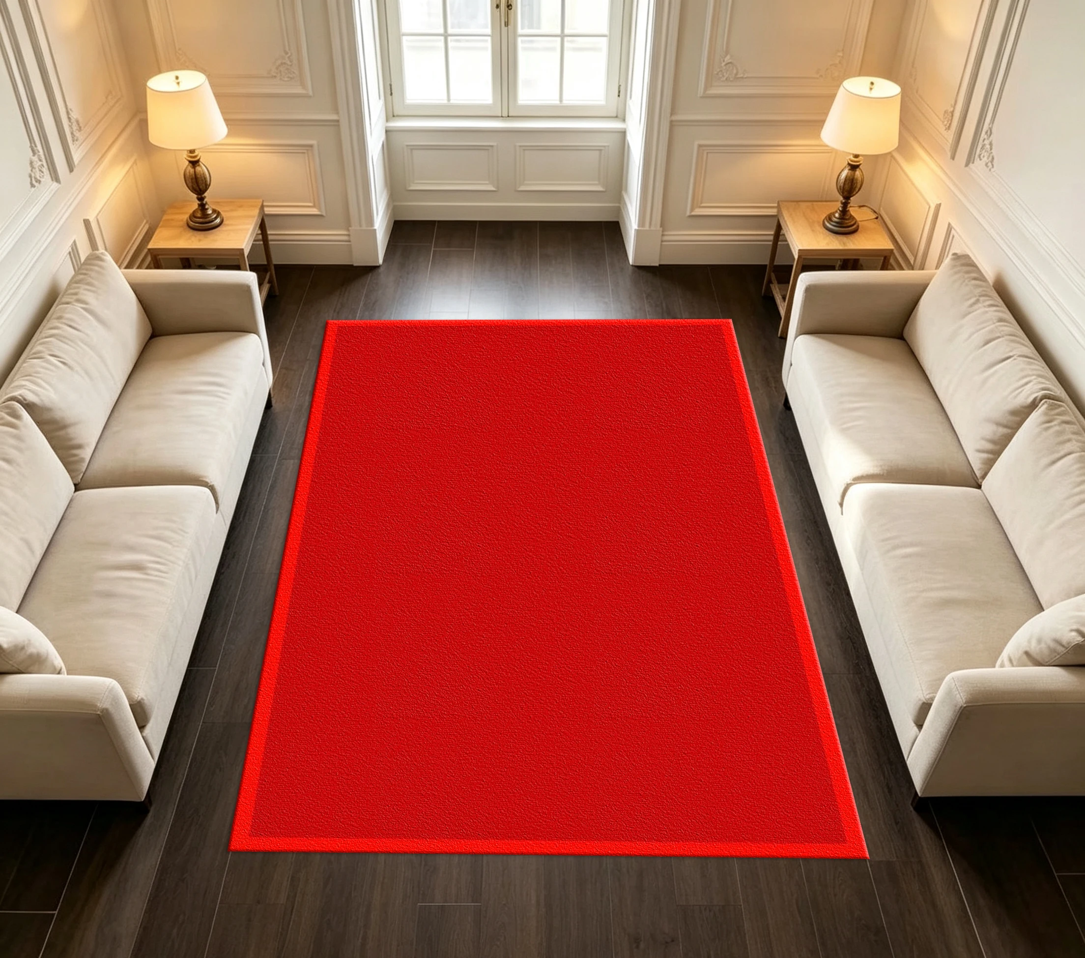 Pure Red Minimalist Border Decorative Carpet