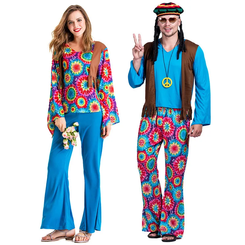 

Europe, America, 1970s Country Singer Cosplay Hip-hop Singer Retro Horn Trousers Couple Outfit Men and Women The Same Style