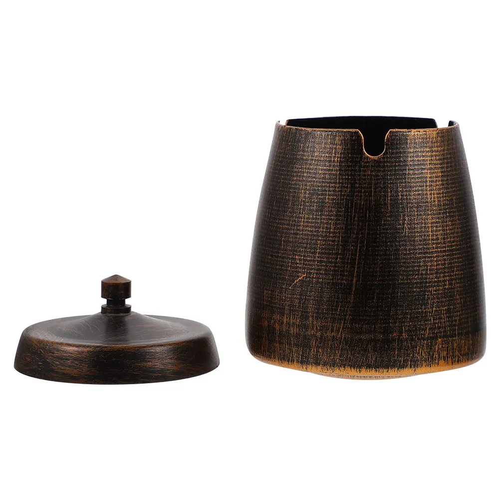 

Windproof Ashtray Iron Craft Decorative Indoor Desktop Butt Container Smoke Ash Storage Clean Tidy Living Room