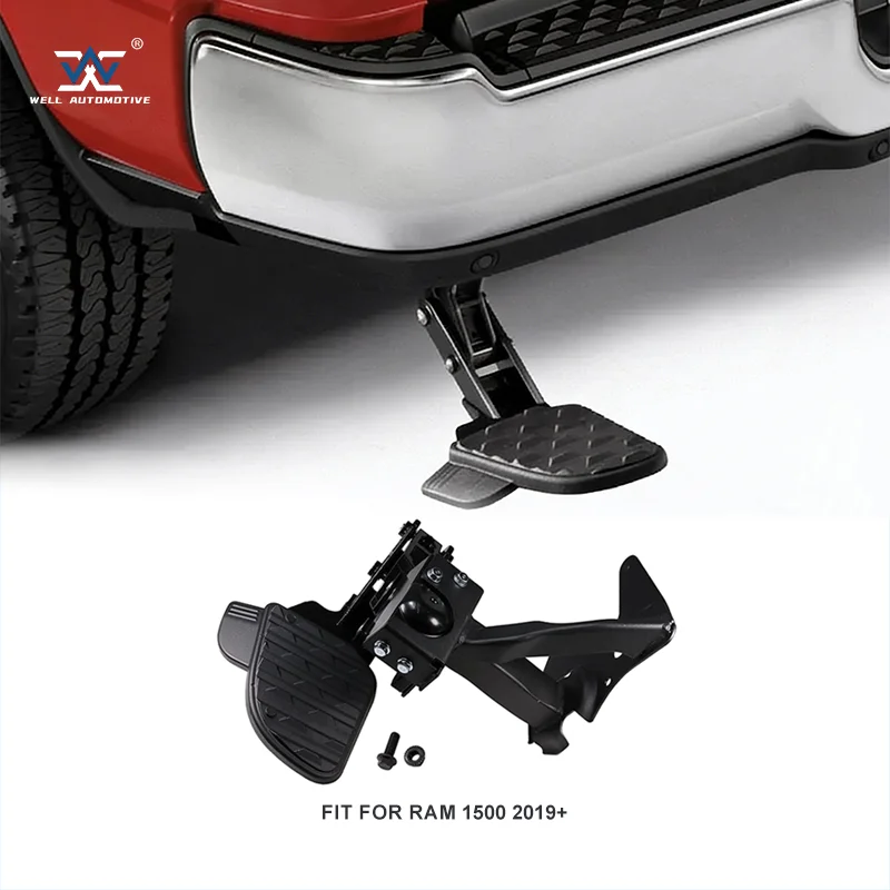 One-step Installation 4X4 Tailgate Step Black Retractable Bumper Step Steel Barricade Corner BedStep for RAM 1500 2019+