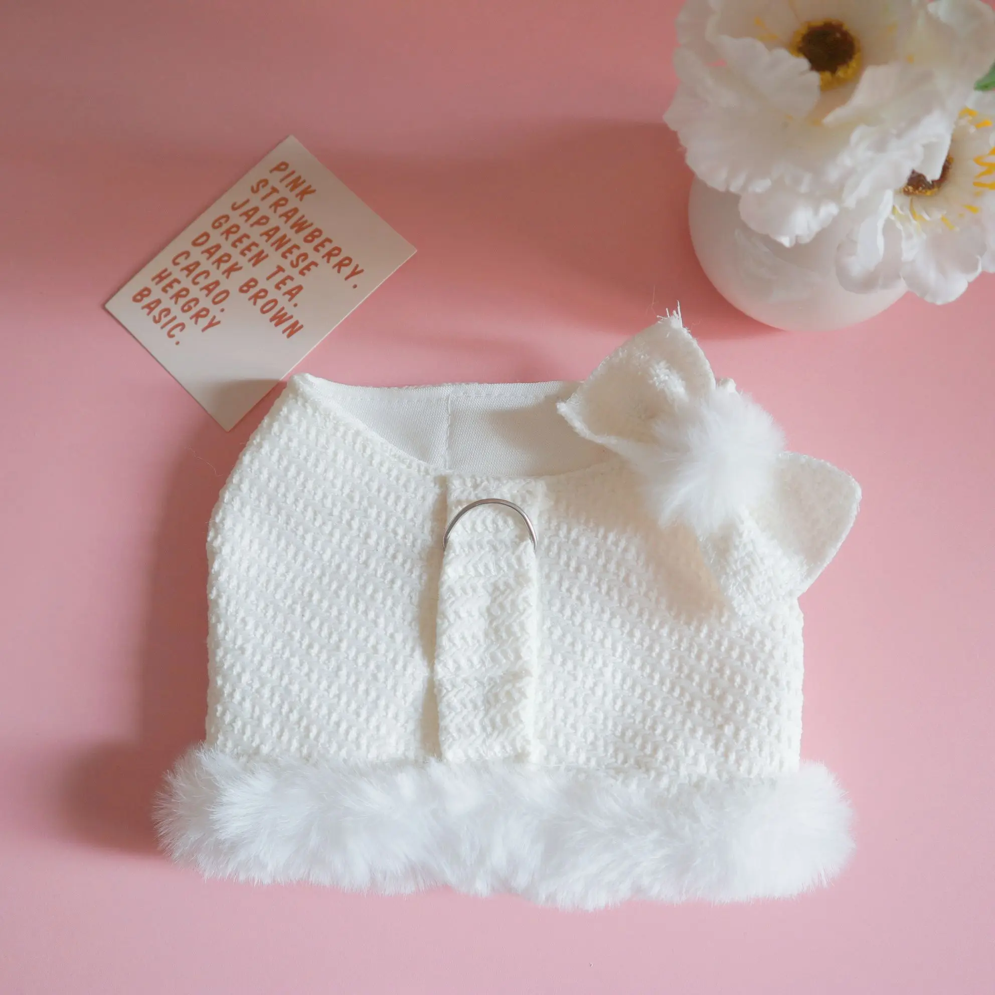 Dog Clothes Cute Plush Bow Traction Vest Autumn and Winter Woolen Chest Strap White Noblewoman Fur Edge Strap Traction Rope