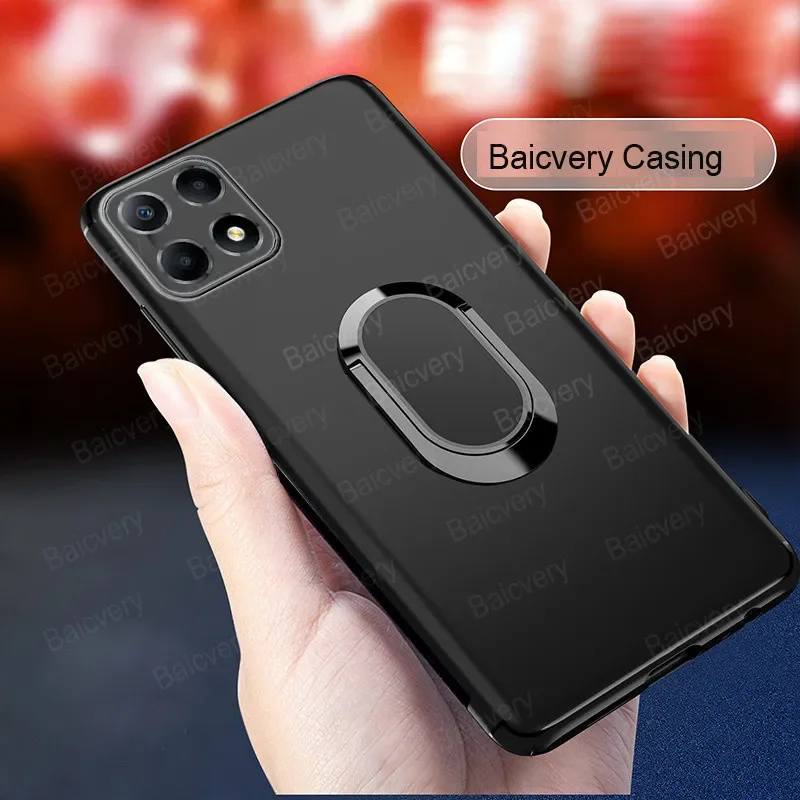 Phone Case For Honor X5B GFY-LX2 Plus GFY-LX2P Black Matte Soft TPU Protective Cover With Oval Bracket