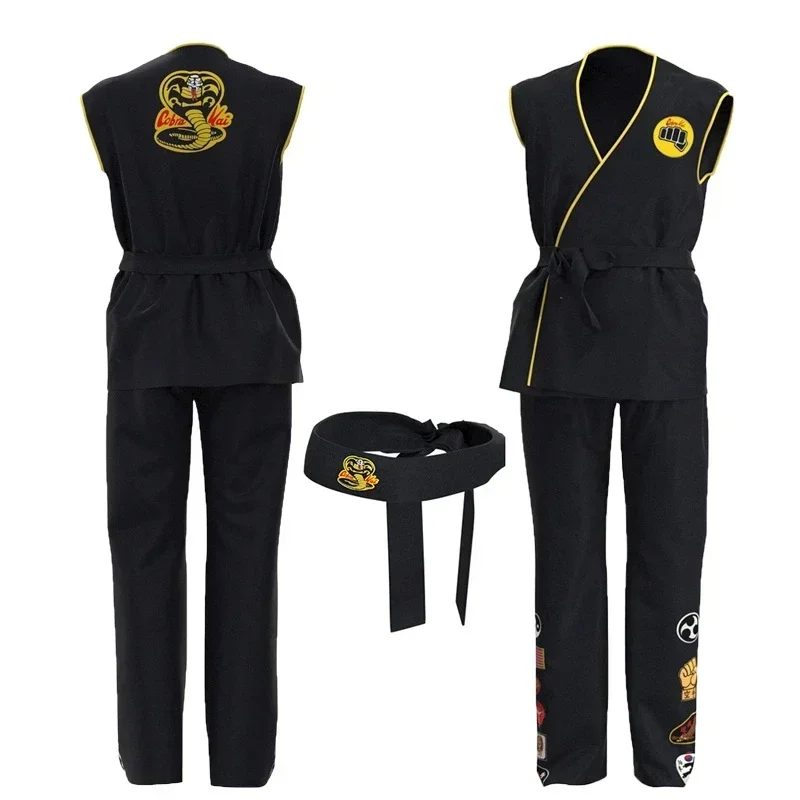 Karate Kind Cobra Kai Uniform Cosplay Kostüm Tory Nichols Robby Keene Anzug Top Stirnband Hosen Halloween Party Kind Erwachsene Outfits