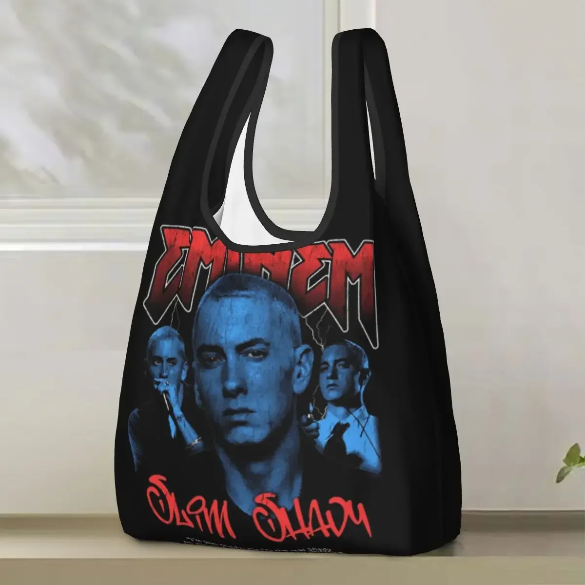 Design Eminem Shopping Bag Portable Tote Bags Foldable Shoulder Shopper Bag Groceries Handbag