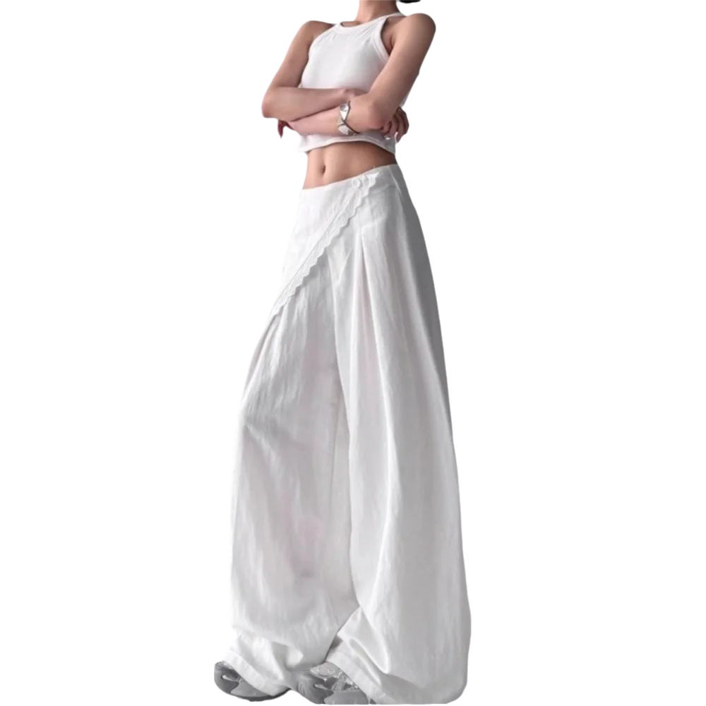 Comfortable Loose Fit Wide Leg Pants Long Length Thin High Waist Pants Casual Oversized Pants for Women