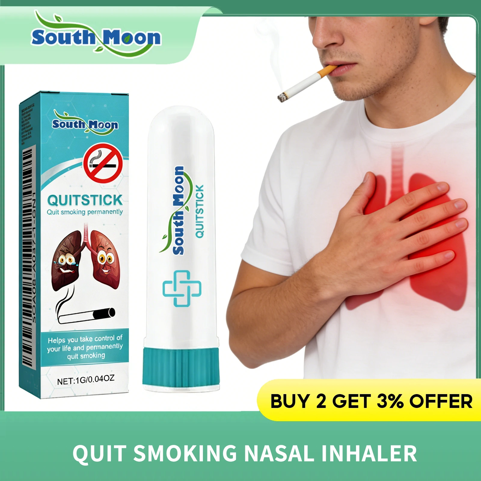 

Quit Smoking Stick Reduce Nicotine Cravings Smoking Addiction Relief Smoking Withdrawal Relief Nicotine-Free Smoke Free Inhaler