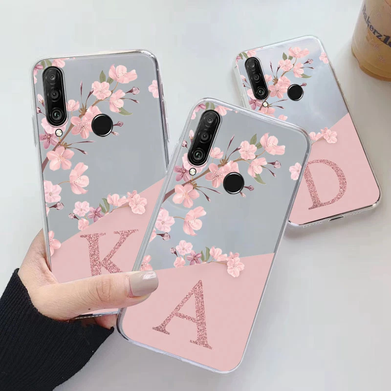 For Huawei P30 P30 Lite P30 Pro Case Soft Slim Luxury A-Z Letter Back Cover Funda Clear Bumper For Huawei P30 Transparent Shell