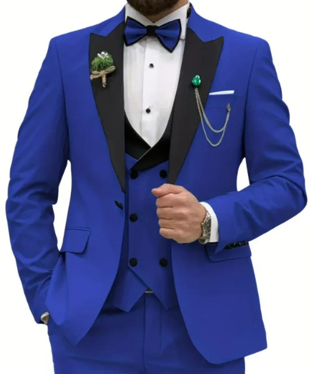 Traje informal de negocios para hombre, conjunto de tres piezas, chaqueta, pantalones, chaleco, vestido de banquete de boda, nuevo