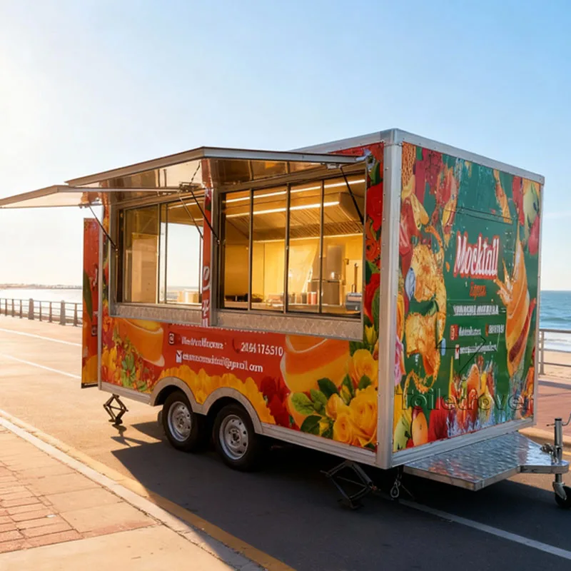 

Large Modern Street Food Trailer Hot Dog French Fries Tacos Hamburger Used Mobile Food Trucks For Sale