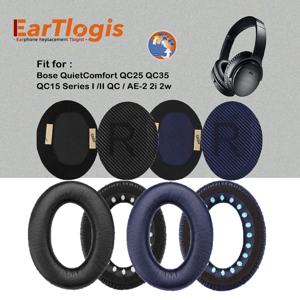 

EarTlogis Replacement Ear Pads for QuietComfort QC25 QC35 QC15 Series I /II QC / AE-2 2i 2w Headset Kit- Ear Cups