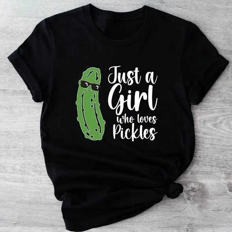 

Just A Girl Who Loves Pickles T-Shirt, Pickles Lover Gift Shirt, Trendy Pickle Tee For Woman, Cucumber Tee, Foodie Gift Tee For