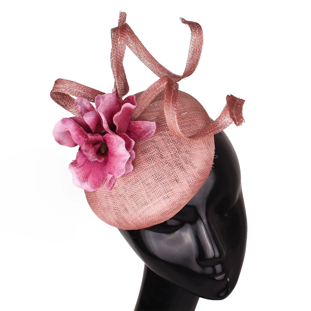 High Quality Sinamay Wedding Fascinator Headband Church Headpiece Elegant Bride Hat for Women Cocktail Hair Accessories view 6
