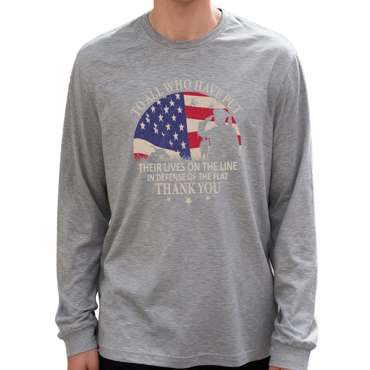 Мужская футболка с длинным рукавом с солдатами и национальным флагом, 100% хлопок, 180 г, с круглым вырезом, повседневный стиль, мягкая и дышащая