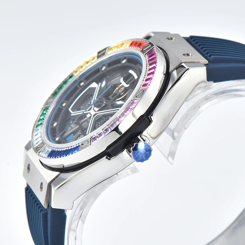 OUMASHI 44.5mm Light Luxury Style Mechanical Watch 316L Stainless Steel Luminous 8215 Automatic Mechanical Waterproof Watch