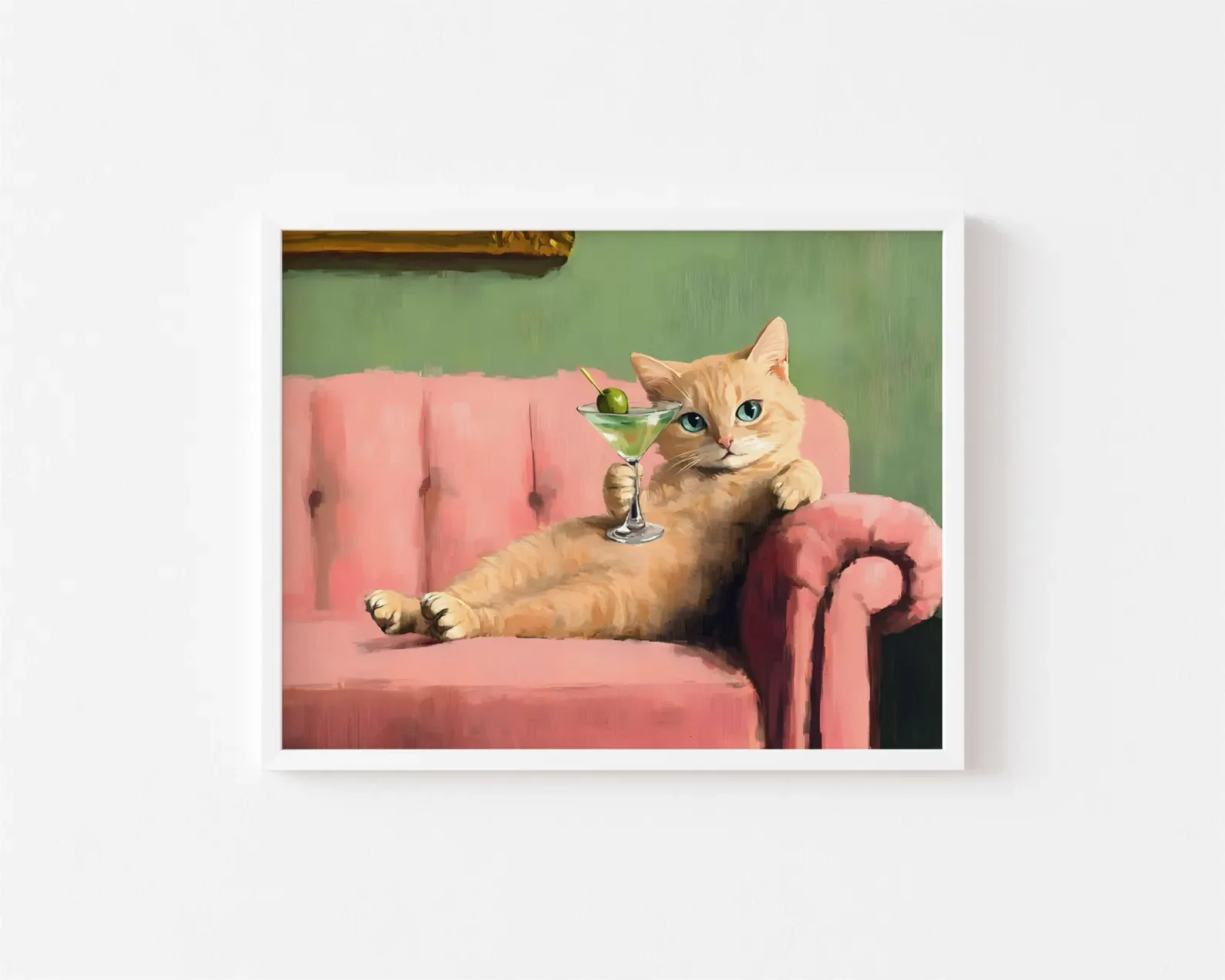 Rétro Orange chat Martini mur Art Bar chariot décor Cocktail Art Bar décor Vintage peinture à l'huile gingembre chat impression éclectique mur Art