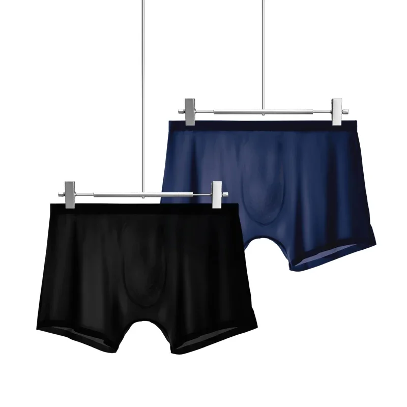 

2PCSMмужское нижнее белье, мужское нижнее белье из ледяного шелка с 3D перфорированной промежностью, брюки с четырьмя углами, бесшовные ультратонкие брюки с плоскими углами, летние