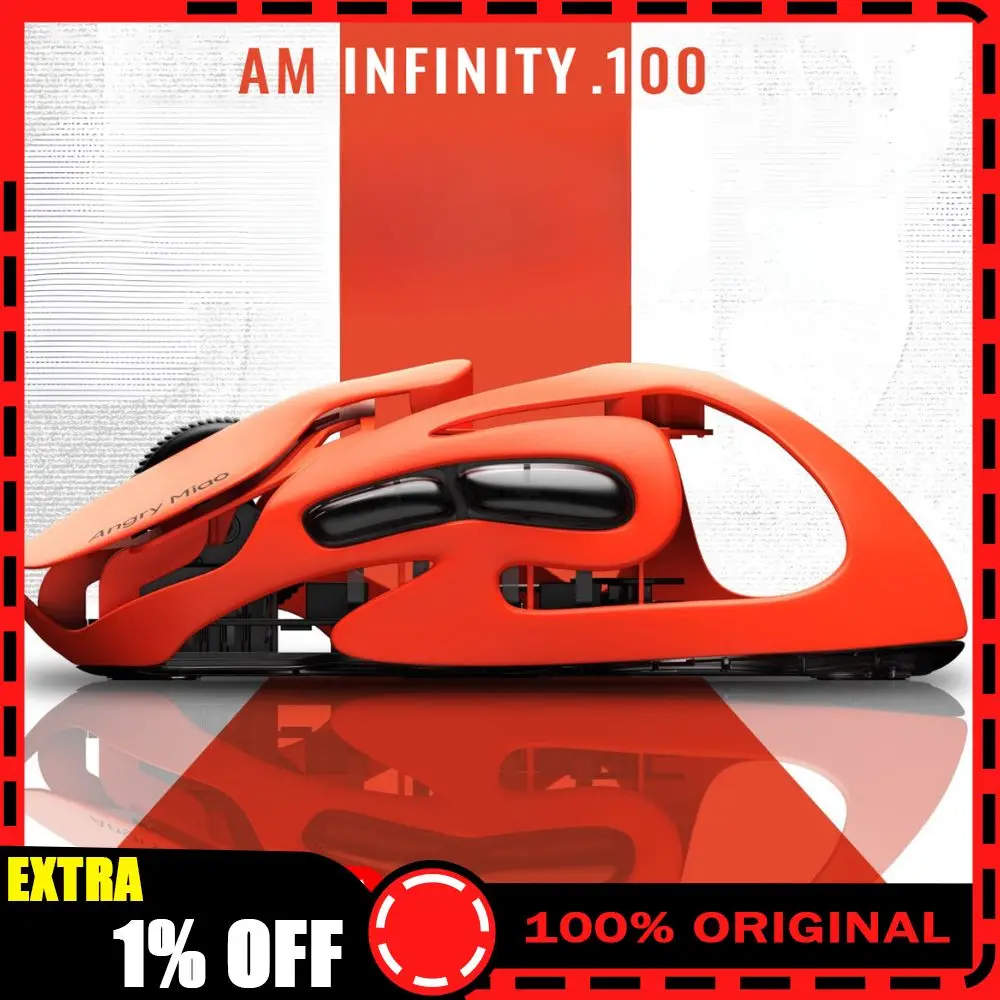 Angry Miao AM Infinity.100 Mouse Tri Mode Wireless Paw3950 8000Hz Lightweight Hollow Out Magnalium Gaming Mice PC Accessories