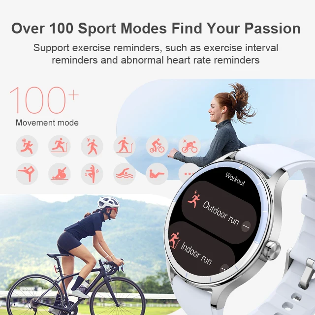 TJXL-1.27 بوصة TFT أنثى اللياقة البدنية Smartwatch IP68 مقاوم للماء رصد معدل ضربات القلب الدم الأكسجين الاتصال الهاتفي سيليكون عصري
