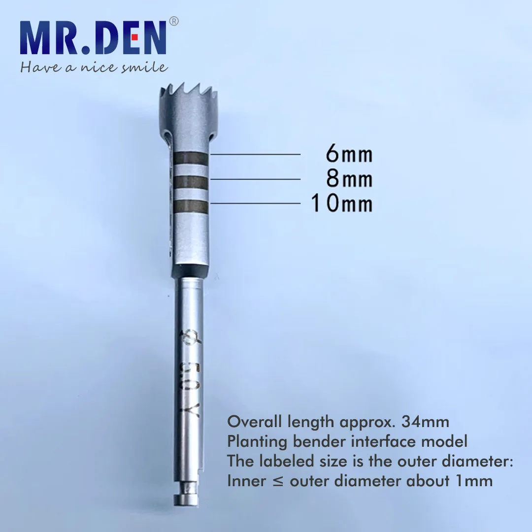 MR DEN Circular Bone Harvest Drill Medical Grade Stainless Steel for GBR Bone Grafting Dental Implant Positioning Tool Set