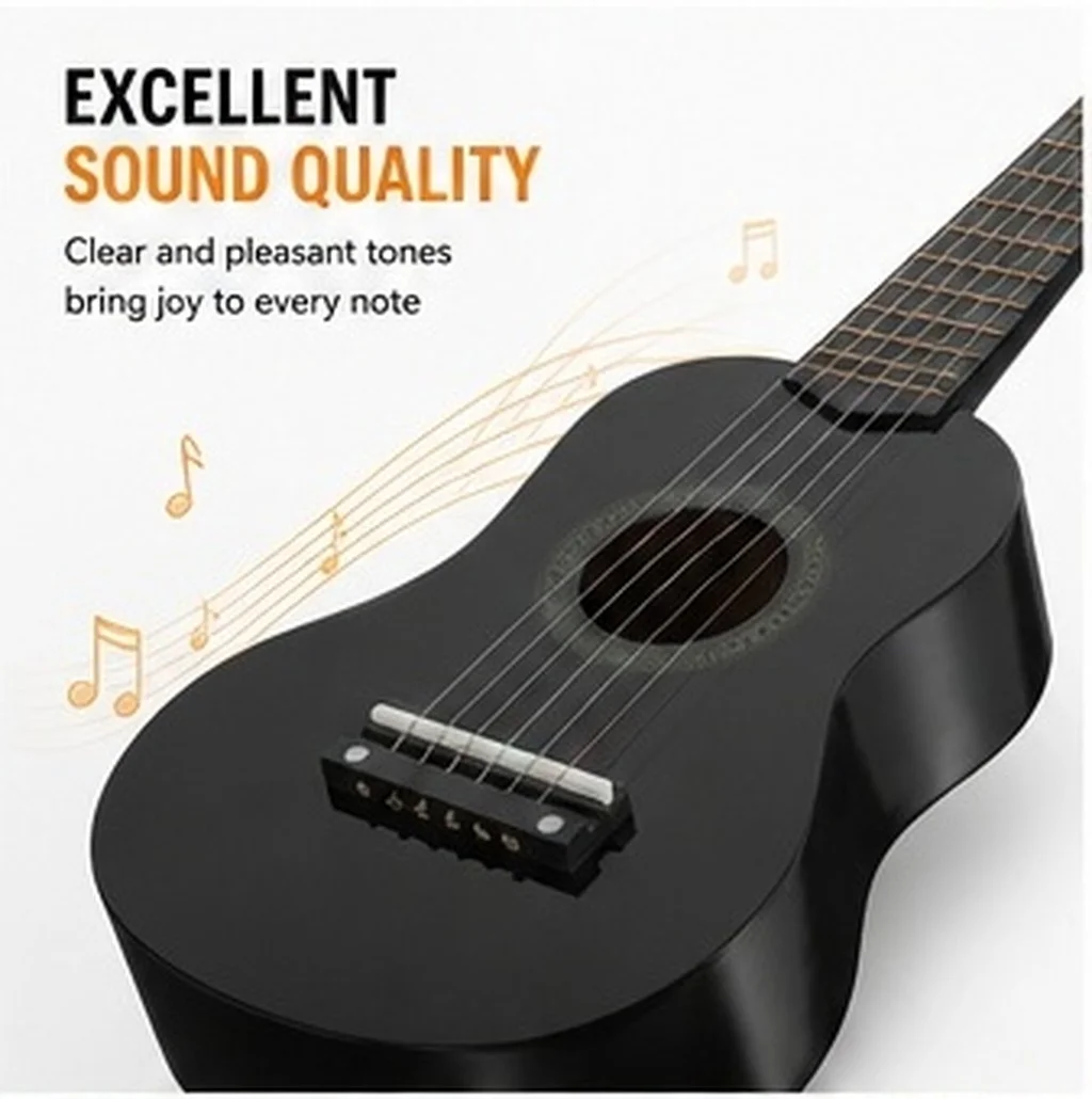 Children Wooden Guitar Musical Enlightenment Instrument 21 Inch Simulation Acoustic Beginner Practice Guitar for Kids Gift Home