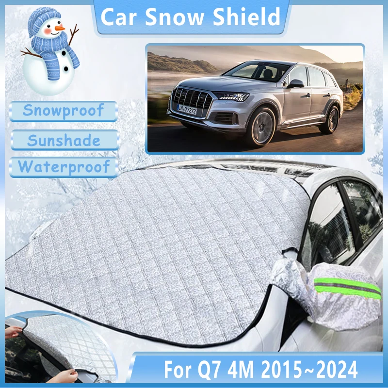 

Car Snow Cover For Audi Q7 4M 2015~2024 Outdoor Winter Anti-Freeze Frost Shield Front Windshield Waterproof Sunshade Accessories