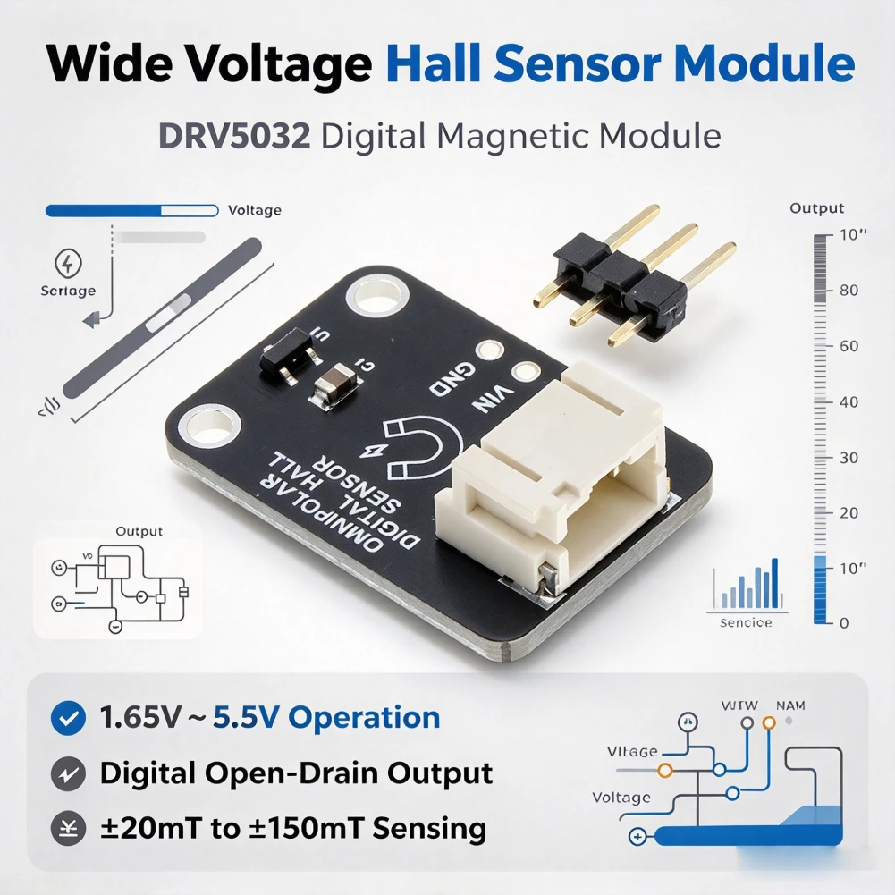 Digital Magnetic Sensor Module DRV5032 Hall Effect 1.65V-5.5V PCB Open Drain Output