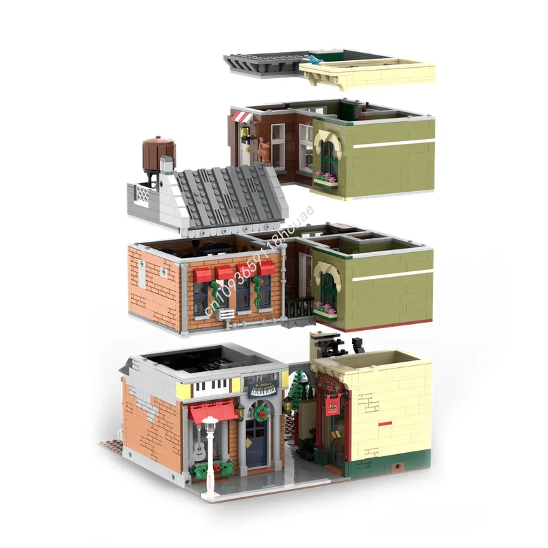 MOC Custom Modular Building Detective Office on Holiday Street Model Building Block Diy Creative Assembly Bricks Toys Kid Gifts