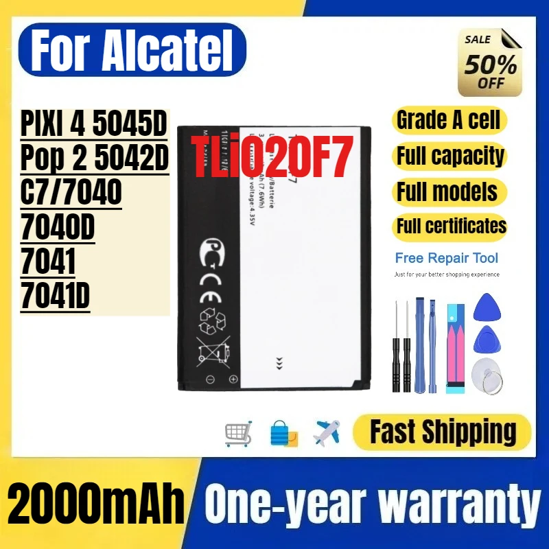 

TLi020F7 for Alcatel PIXI 4 5045D/Pop 2 5042D/C7/7040/7040D/7041/7041D Mobile Phone Battery Replacement Bateria Grade A Cell