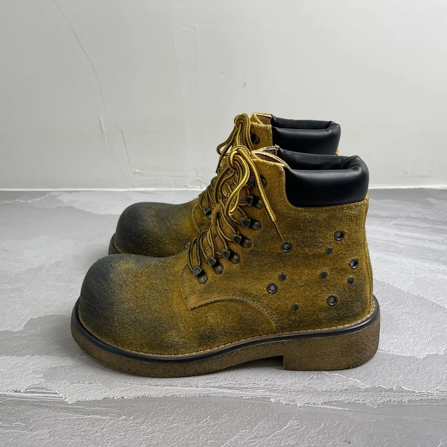 

Модные ботинки, мужские рабочие ботинки на шнуровке в стиле ретро, потертые кроссовки Thi Bot Heightening Dir с круглым носком