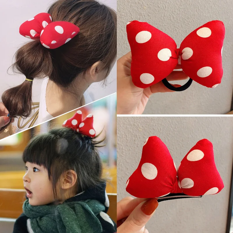 

Baby girl red polka dot bow hairpin Korean princess little girl headband elastic hair headband